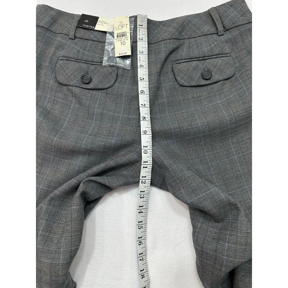 NWT LOFT Marisa Gray Plaid Wool Cuffed Trouser Pants Women’s Size 10 - Picture 10 of 13